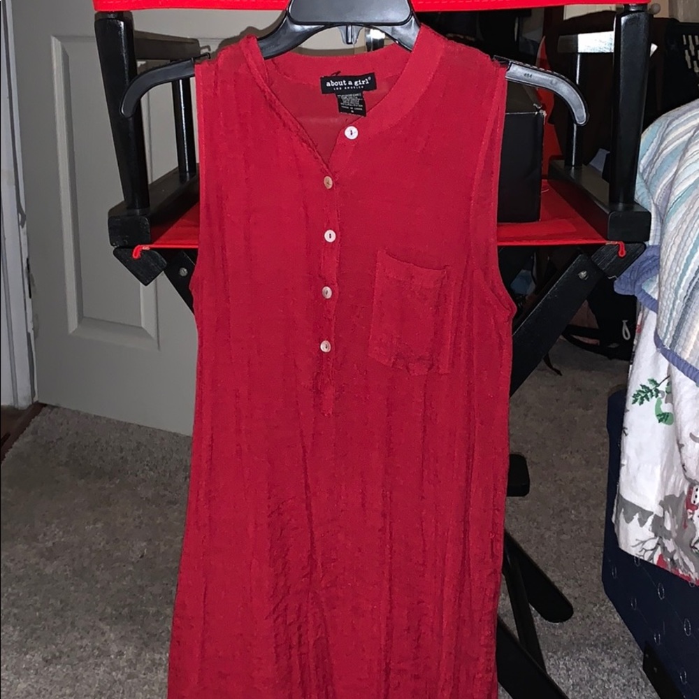 Fiery red button up dress